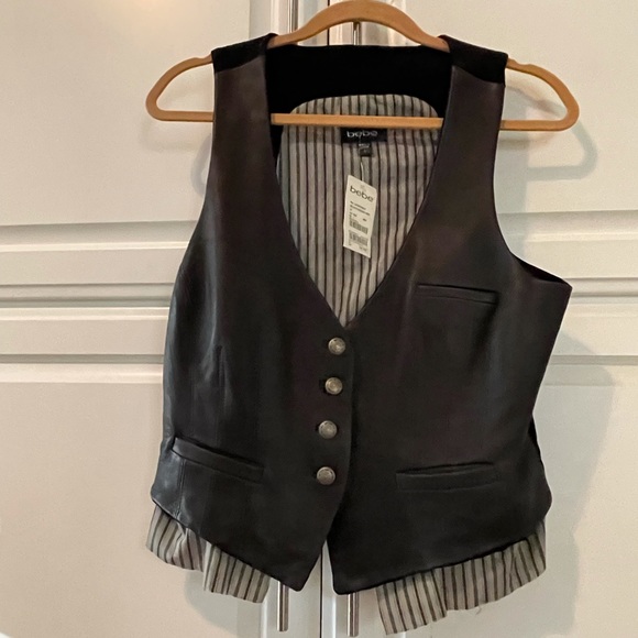 BEBE leather and velvet vest